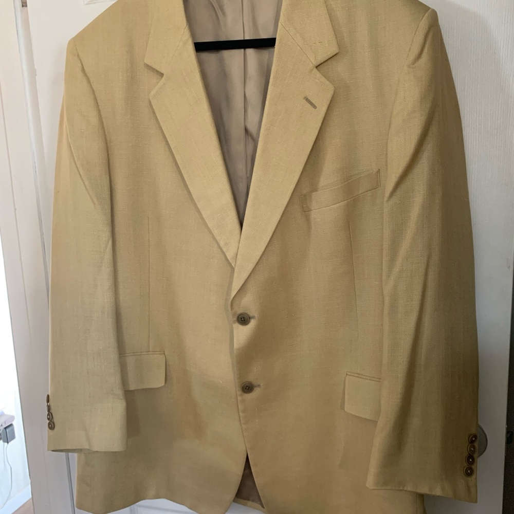 Mort Wallin Men's Blazer Tan Linen with Silk Lining